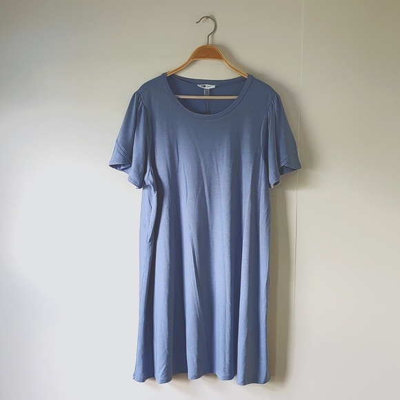 Cable & Gauge Dresses & Skirts - NWT! Blue Athleisure Swing Dress Flutter Sleeves T-Shirt Style Size 1X